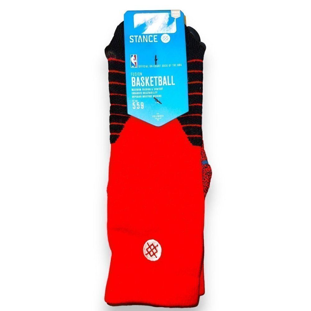 Stance Fusion Basketball Socks Red Solid Crew 559 medium New 6-8.5